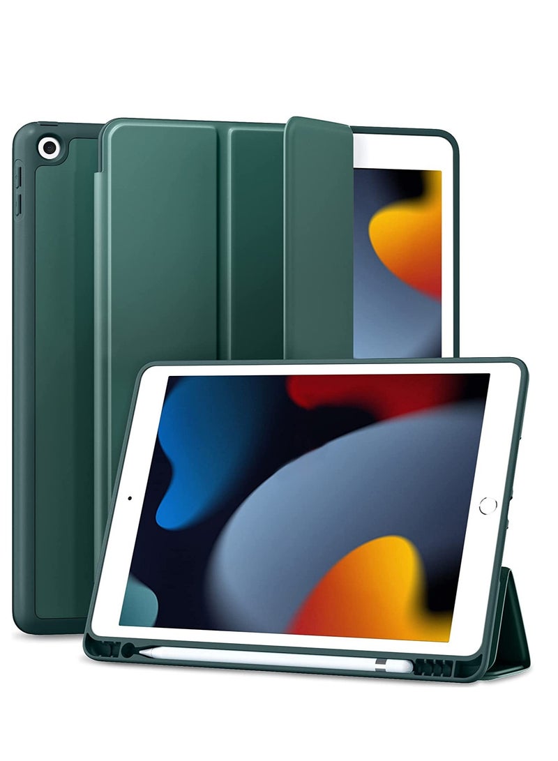 ELTRAZONE Case for iPad 8th Generation/iPad 10.2 Case 2020, Smart Folio Soft TPU Protective Case Cover with Apple Pencil Holder for iPad 8th/7th Gen, Auto Sleep/Wake, Full Body Protection - Pine Green - Image 1