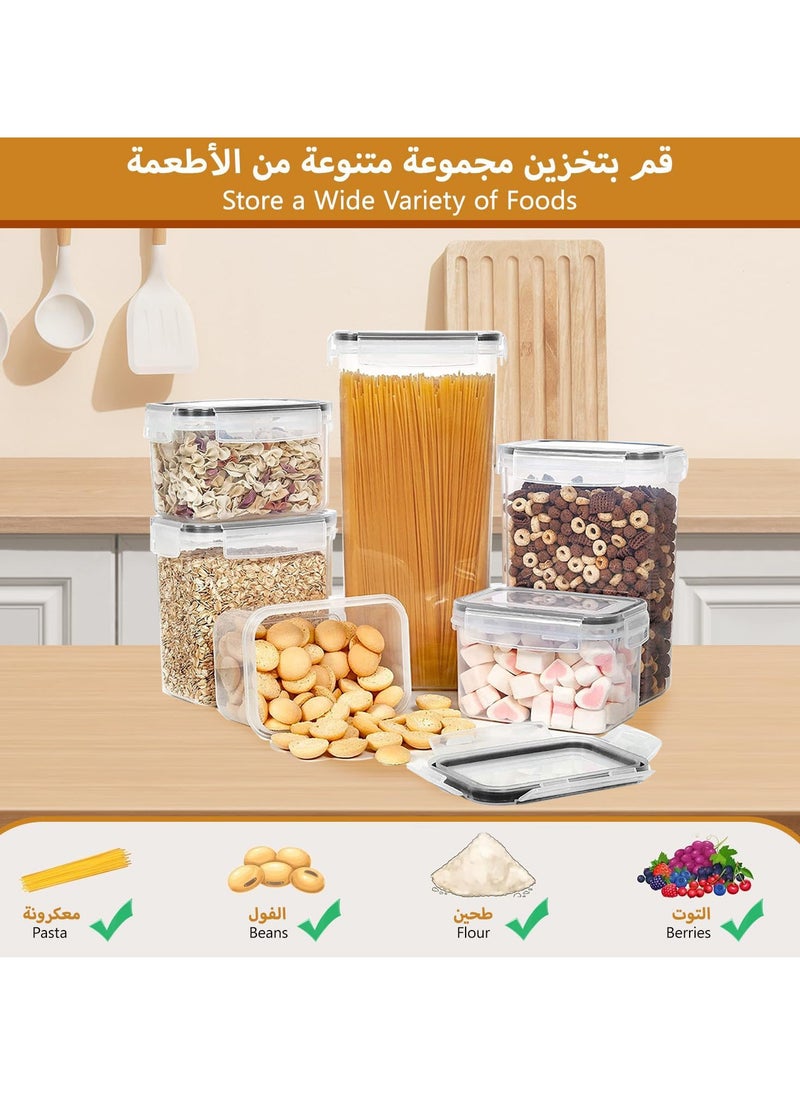 Arabest - 15 Pack Airtight Food Storage Containers, BPA-Free Storage boxes with Lids, Stackable Kitchen and Pantry Organizers for Cereal, Dry Food Flour & Sugar - Image 1
