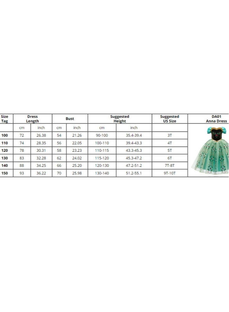 Children's Princess Dress with LED Lights with Wig and Jewelry Set,Girl Cosplay Birthday Party Gown,Comfortable and Beautiful,Green - Image 5