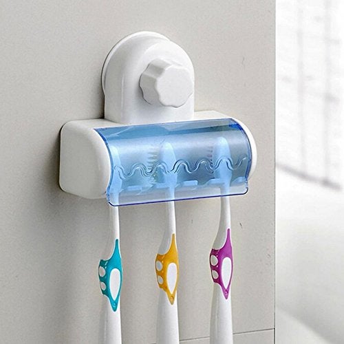 TOPHAVEN Toothbrush Holder with Magic Annularity Suction Cup Easily Wall Mounted 5 Toothbrush Storage Set - Image 4