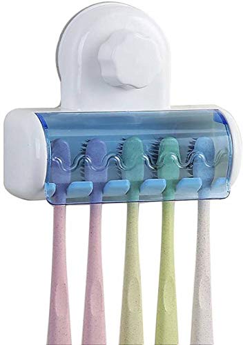 TOPHAVEN Toothbrush Holder with Magic Annularity Suction Cup Easily Wall Mounted 5 Toothbrush Storage Set - Image 1