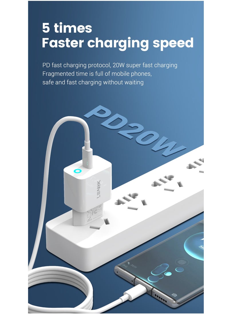 LENOK - wall charger 20 w, USB-C Charger, Fast Charging USB-C Power Supply Compatible with Samsung Galaxy S23 S22 S21, iPhone 15/14/13/12 Pro Max Plus etc - Image 1