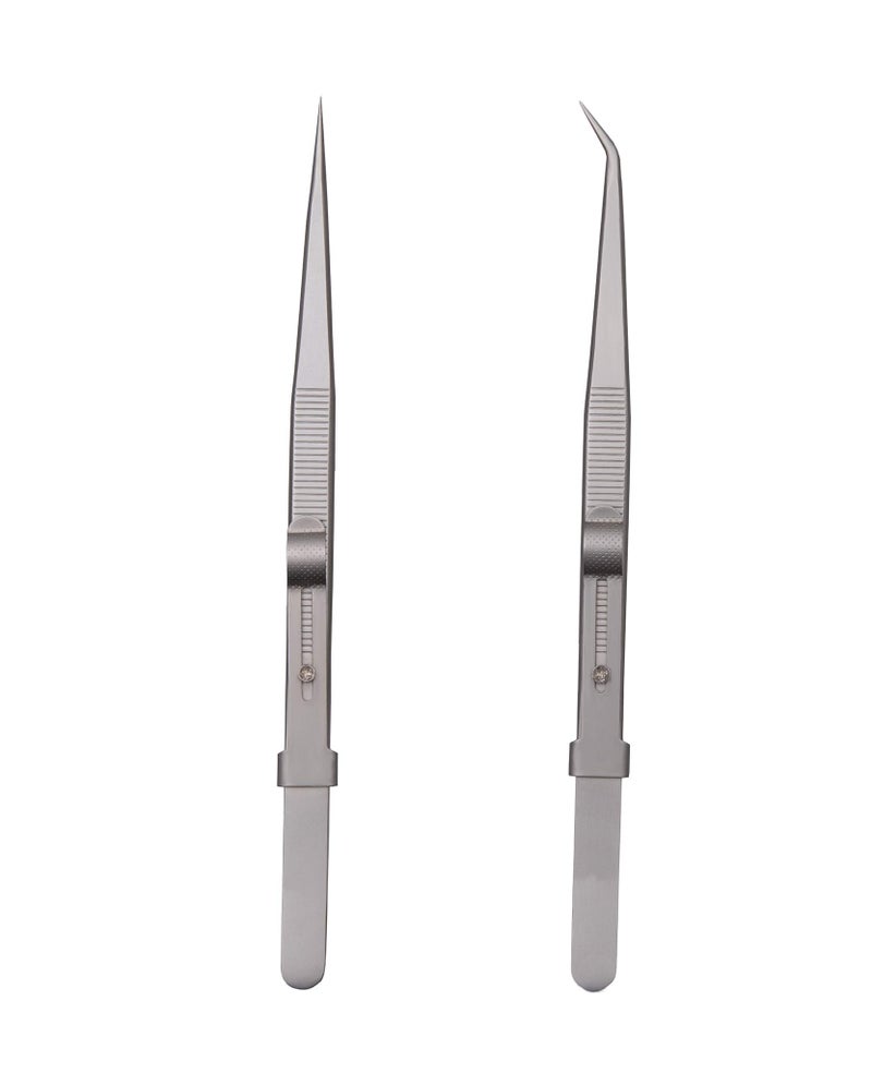 Yababa Tweezers, Precision Tweezers Set, Anti-Static Stainless Steel Curved of Tweezers, for Electronics, Laboratory Work, Jewelry-Making, Craft, Soldering, Etcï¼ˆ2 PCSï¼‰ - Image 1