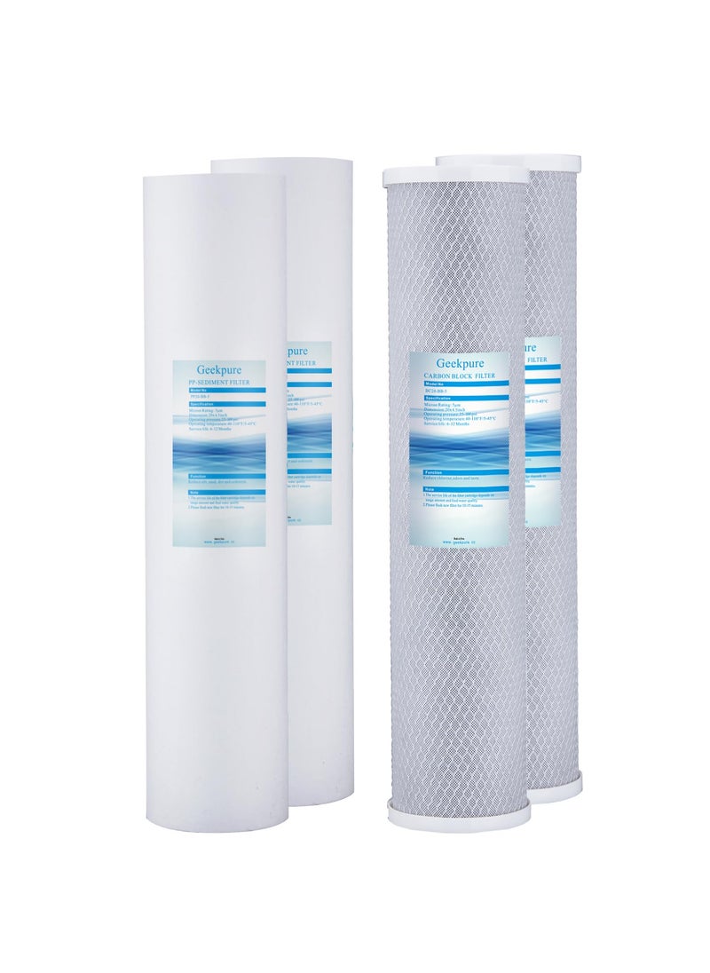 Geekpure Geekpure Whole House PP Sediment and Carbon Block Replacement Filters 45 Inch x 20 Inch 5 Micron 