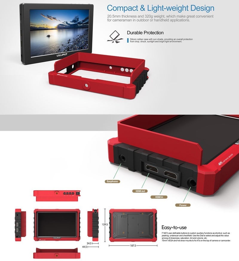 LILLIPUT A7S 7 Inch Full HD Monitor Camera & Photo Accessories with 4K Support, Black - Image 4