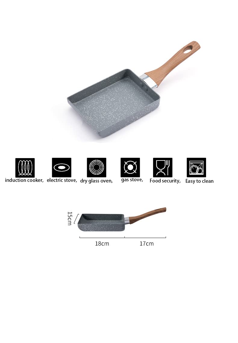 NILKANTH Japanese Omelette Pan Nonstick Tamagoyaki Square Egg Pan, 7’’x 6’’ Retangle Small Frying Pan with Anti Scalding Handle (Grey) - Image 4