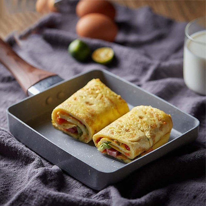 NILKANTH Japanese Omelette Pan Nonstick Tamagoyaki Square Egg Pan, 7’’x 6’’ Retangle Small Frying Pan with Anti Scalding Handle (Grey) - Image 5