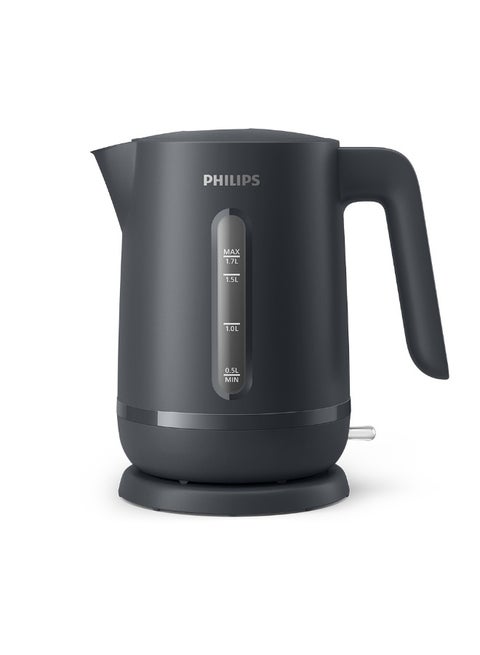1000 Series Electric Kettle Concealed,Stainless Steel Heating Element.Boil-Dry Protection For Safety,Removable Filter For Scale-Free Water And Perfect Drinks,Cordless Kettle With 360° Pirouette Base,Spring Lid For Easy Refilling 1.7 L 2200 W HD9314/90 Charcoal Grey