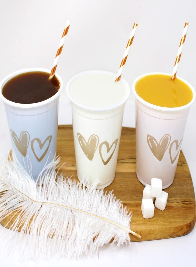 Tribello Disposable Wedding Cups Bulk, 50 Pk TWO HEARTS Cups, 16 oz Fancy Plastic Cups for Wedding Reception Bridal Shower Engagement Party Bachelorette Party Love Cups Drinking Party Cups Couple Friends Party - Image 4
