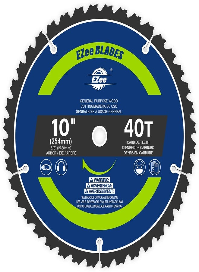 EZee 10 Inch 40 Teeth with 5/8 Inch Arbor Circular Saw Blades,0.09 Inch Thin Kerf,Tungsten Carbide Tipped(TCT) ATB Teeth Fine Finish Table Saw Blades for Various Wood Cutting,Max RPM 6000(1-Pack) - Image 1