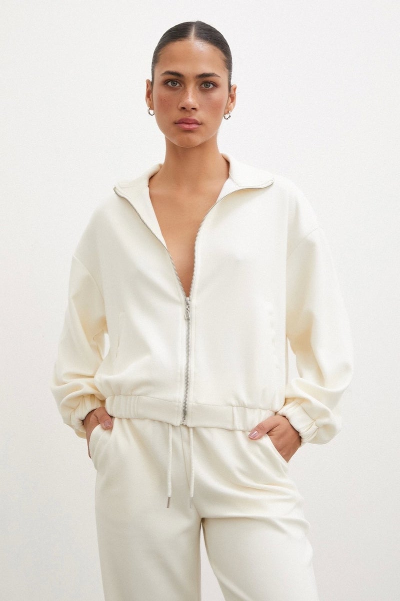 Never More Zippered Sweatshirt Ecru - Image 1