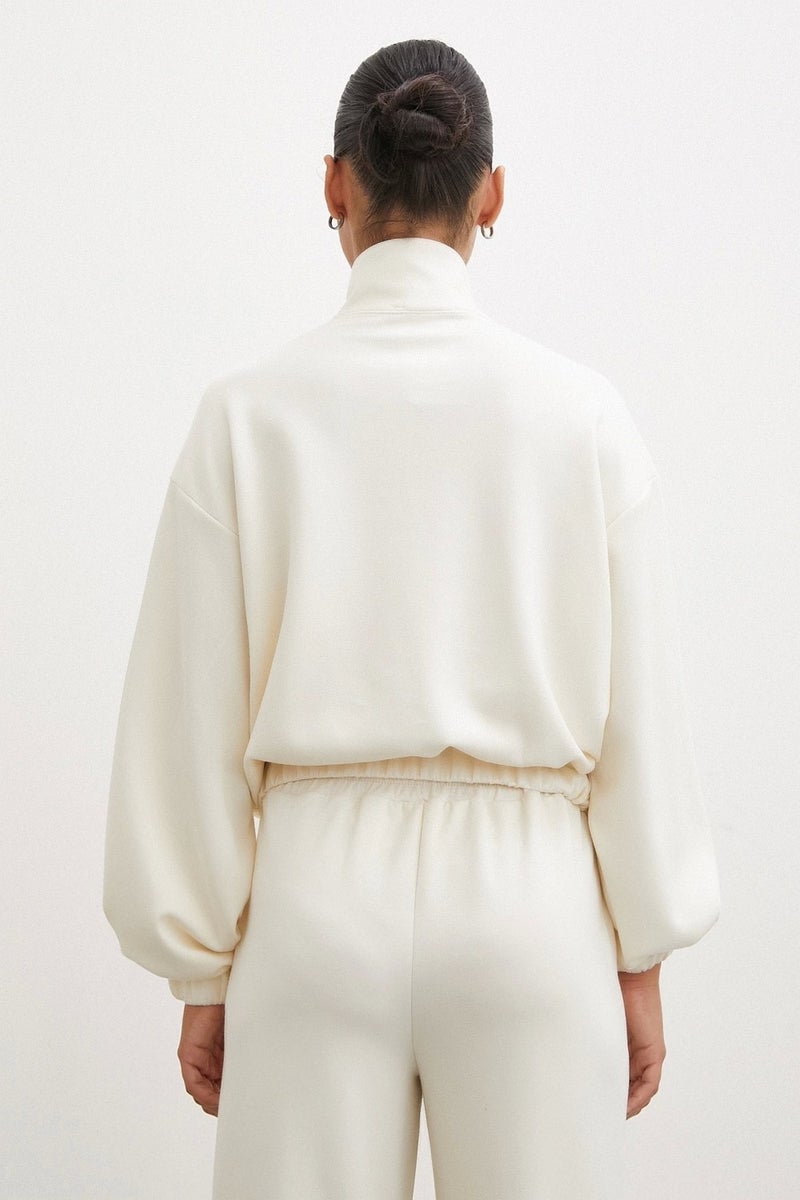 Never More Zippered Sweatshirt Ecru - Image 2
