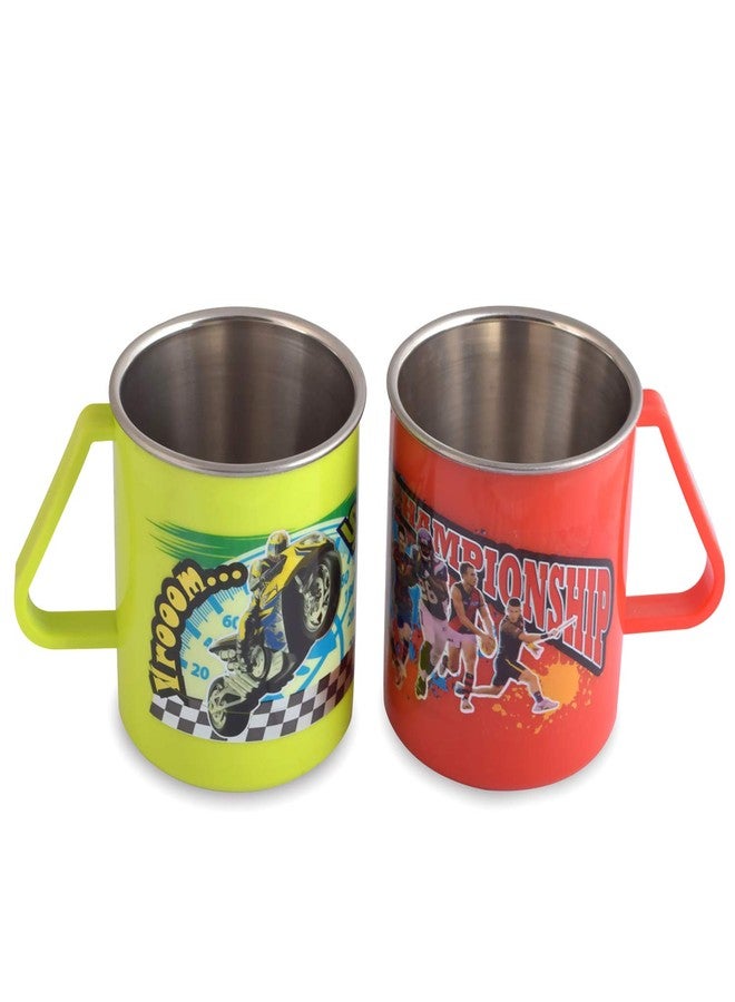 SAURA- Joy Milk and Coffee Mug with Steel Inner 330 ml- Set of 2 Assorted (Red and Green) - Image 1