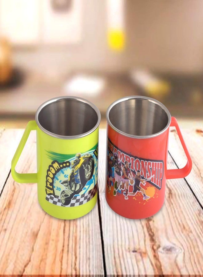 SAURA- Joy Milk and Coffee Mug with Steel Inner 330 ml- Set of 2 Assorted (Red and Green) - Image 2