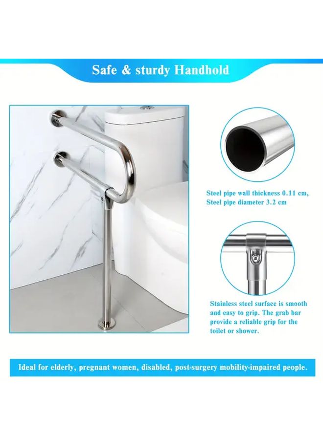 Non Slip 304 Stainless Steel Toilet Armrest Handrail For Disabled Shower Safety Aid - Image 4