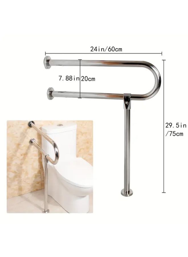Non Slip 304 Stainless Steel Toilet Armrest Handrail For Disabled Shower Safety Aid - Image 2