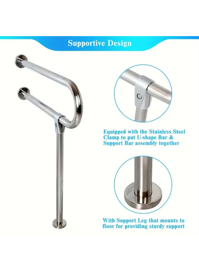 Non Slip 304 Stainless Steel Toilet Armrest Handrail For Disabled Shower Safety Aid - Image 5