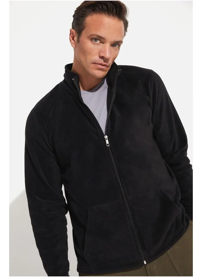 JUNE June Zipper Polar Sweatshirt Black