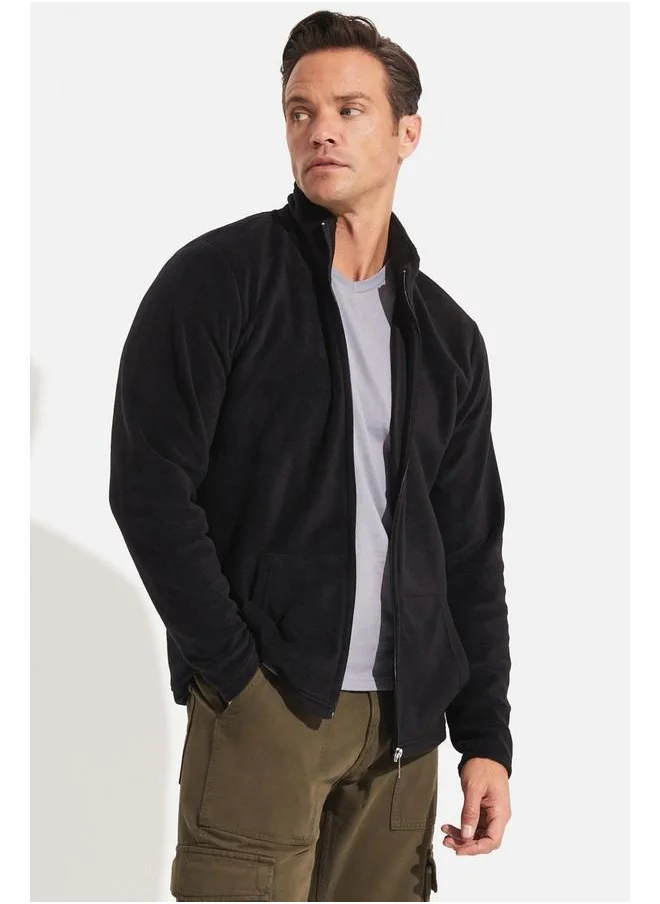 JUNE June Zipper Polar Sweatshirt Black