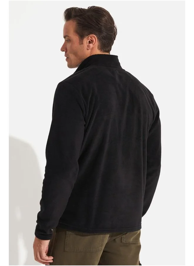 JUNE June Zipper Polar Sweatshirt Black