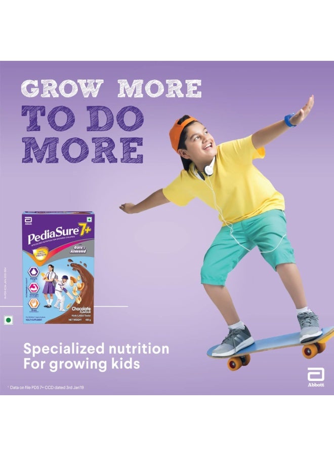 PediaSure 7+ Specialized Nutrition Drink Powder 400 Grams,Premium Chocolate Flavour With Oats & Almonds,For Growing Children,Supports Height Gain,Muscle Strength &Brain Development,1 Count - Image 2
