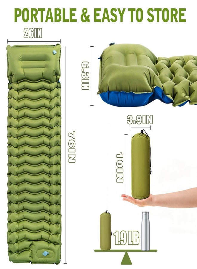 Ocean ice Camping Sleeping Pad, Camping Mat Thick Ultralight with Pillow, Built-in Foot Pump Self Inflating Sleeping Pad for Camping, Compact Camping Pad for Hiking, Backpacking, Travel Tent - Image 2