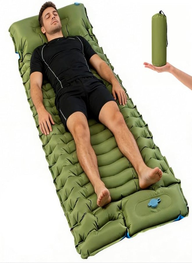 Ocean ice Camping Sleeping Pad, Camping Mat Thick Ultralight with Pillow, Built-in Foot Pump Self Inflating Sleeping Pad for Camping, Compact Camping Pad for Hiking, Backpacking, Travel Tent - Image 1