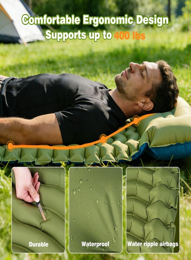 Ocean ice Camping Sleeping Pad, Camping Mat Thick Ultralight with Pillow, Built-in Foot Pump Self Inflating Sleeping Pad for Camping, Compact Camping Pad for Hiking, Backpacking, Travel Tent - Image 5