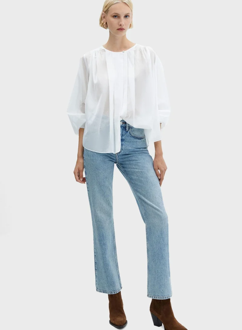 MANGO Mesh Button Down Shirt