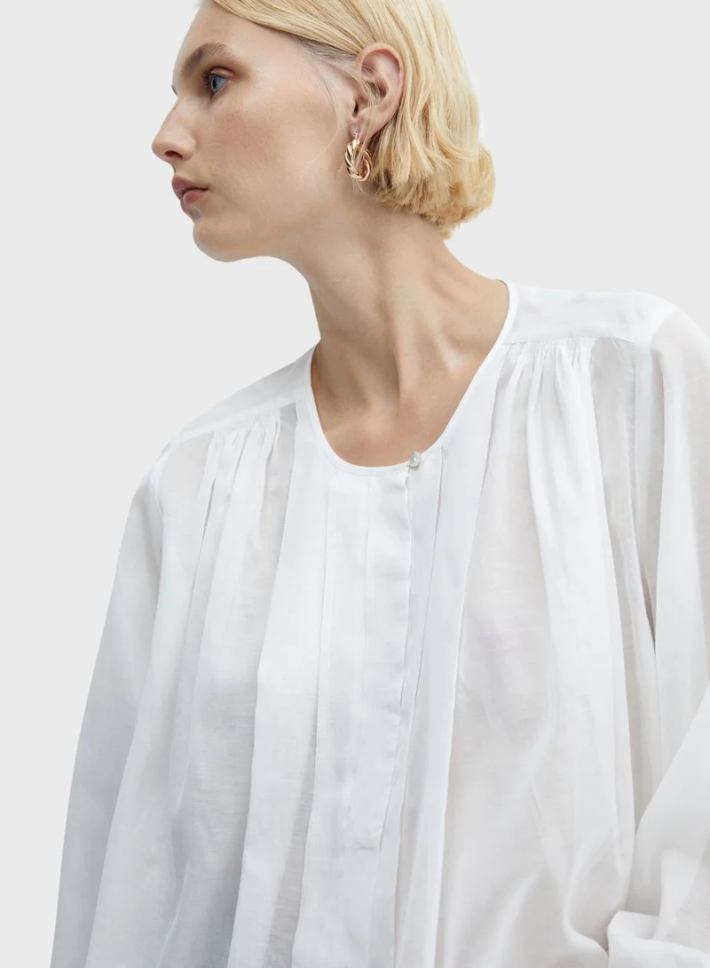 MANGO Mesh Button Down Shirt