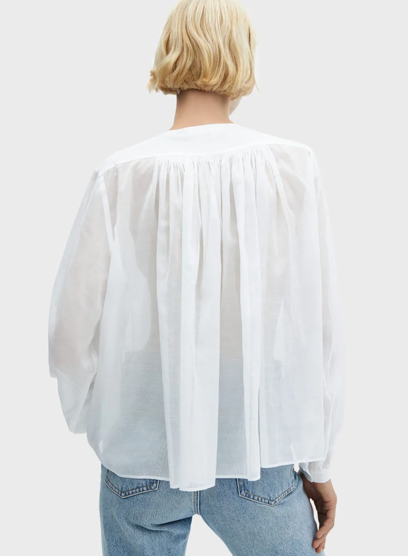 MANGO Mesh Button Down Shirt