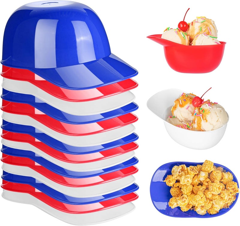 Restaurantware Mini Serve 85 Ounce Baseball Helmet Ice Cream Bowls 10 Disposable Blue Sturdy Plastic Bowls Perfect for Sports Themed Parties - Image 2