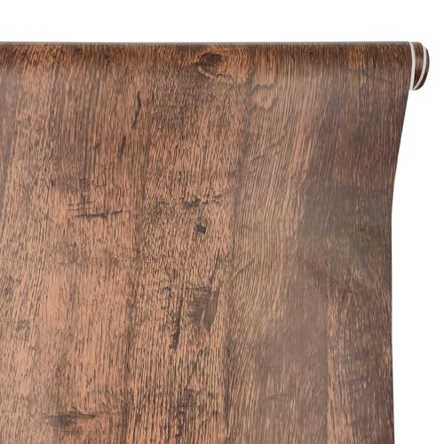 Yifely Brown Wood Grain Drawer Covering Paper Self Adhesive Shelf Liner Table Door Sticker 17.7 Inch by 9.8 Feet - Image 2