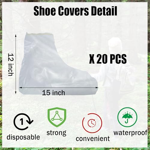 Aogigigio 20Pcs Rain Covers for Shoe Clear - Waterproof Disposable Plastic Clear Heavy Duty Shoe Covers for Men and Women - Image 3