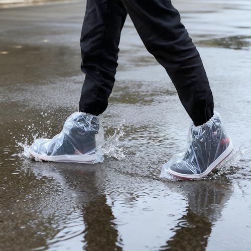 Aogigigio 20Pcs Rain Covers for Shoe Clear - Waterproof Disposable Plastic Clear Heavy Duty Shoe Covers for Men and Women - Image 2