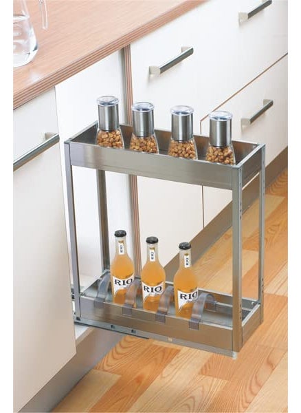 Volo VOLO 6inch Soft Close 2 Layer Satin Bottle Pullout 200mm Carcuss Size for Kitchen  - Image 3