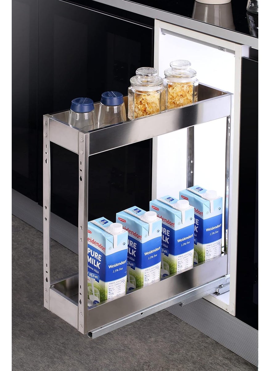 Volo VOLO 6inch Soft Close 2 Layer Satin Bottle Pullout 200mm Carcuss Size for Kitchen  - Image 1