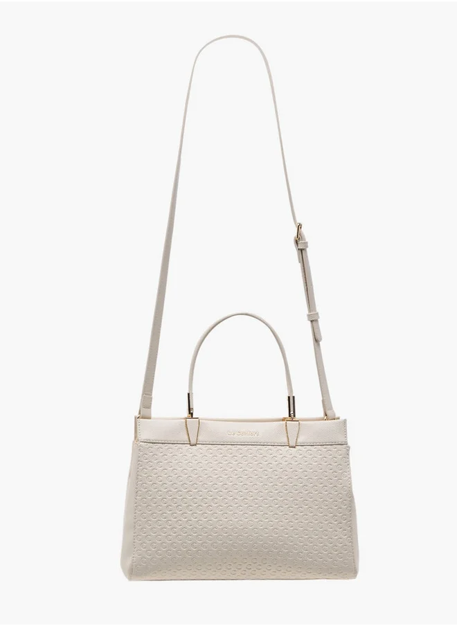Le Confort Monogram Embossed Tote Bag with Detachable Strap and Zip Closure