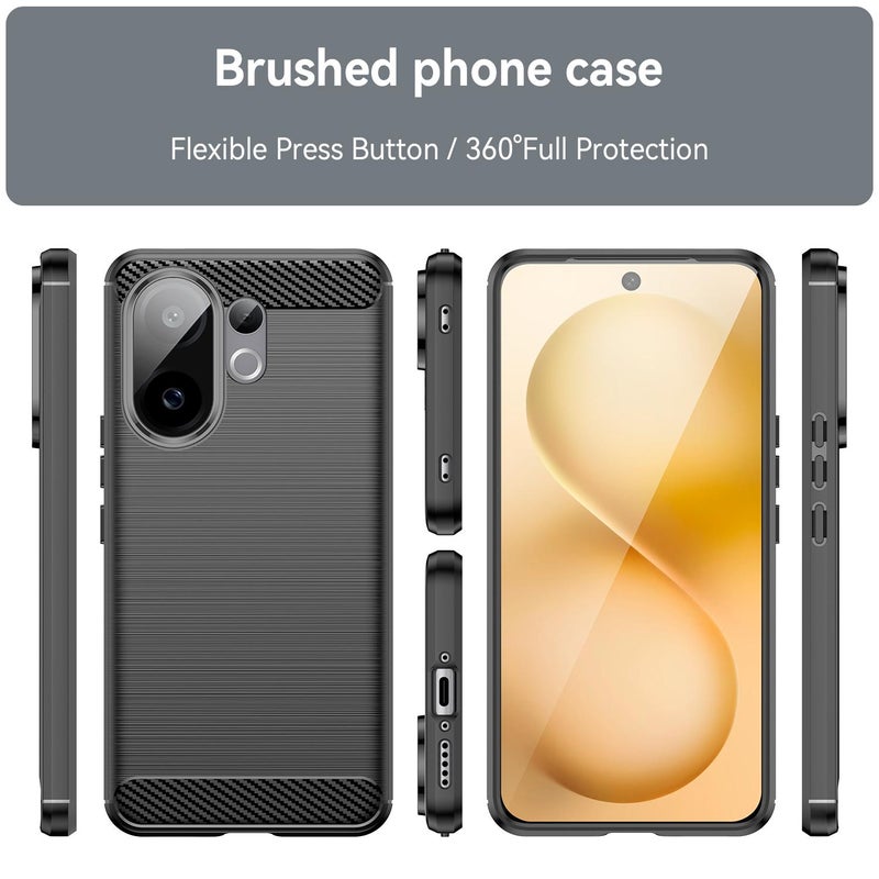 erorex For vivo V60 5G Carbon Fiber Brushed Texture TPU Phone Case(Black) - Image 2
