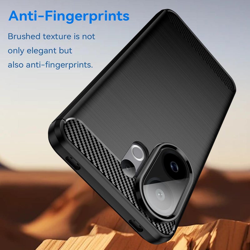 erorex For vivo V60 5G Carbon Fiber Brushed Texture TPU Phone Case(Black) - Image 3