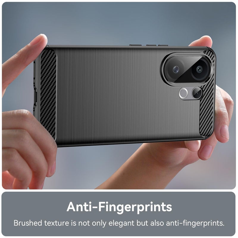 erorex For vivo V60 5G Carbon Fiber Brushed Texture TPU Phone Case(Black) - Image 5