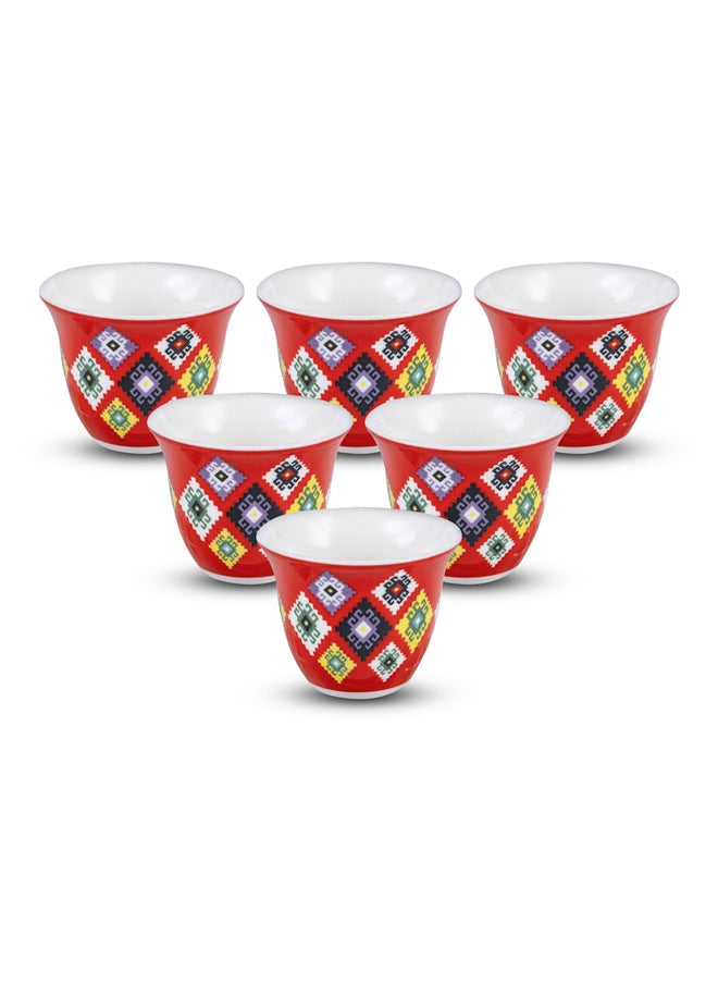 AL SANIDI Arabic coffee cup ceramic Arabic coffee mug Agate  Set 6 pcs  - Image 1