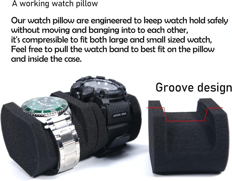 Xpandio 2 Slot Hard Watch Travel Case, Watch Roll Case Storage and Organizer for Men and Women, with anti-move pillow Black (2 SLOT) - Image 5
