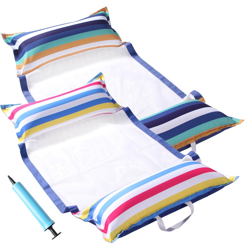 FindUWill Pool Hammock Floats XL 2Pack Inflatable Water Floaties 4in1 Saddle Lounge Chair Drifter Lounger for Adults - Image 2