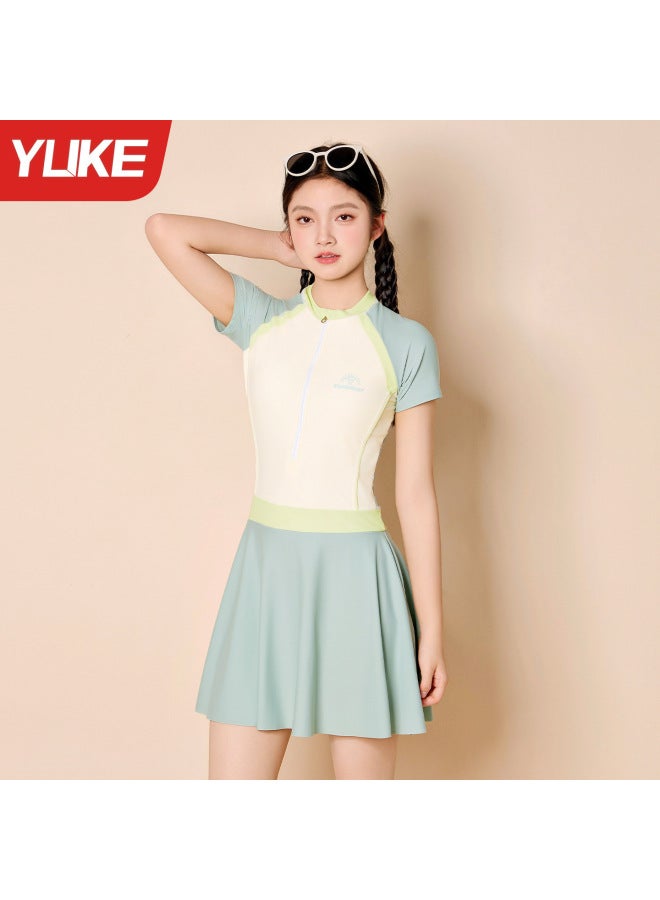 Children's Swimsuit Girls Girls  New One-piece Skirt Style Quick-drying Swimsuit Medium And Large Kidsren's Professional Racing Swimsuit