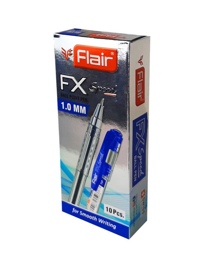 Flair قلم حبر جاف FX Speed مقاس 1.0 ملم، مجموعة 10 قطع، أزرق - Image 1