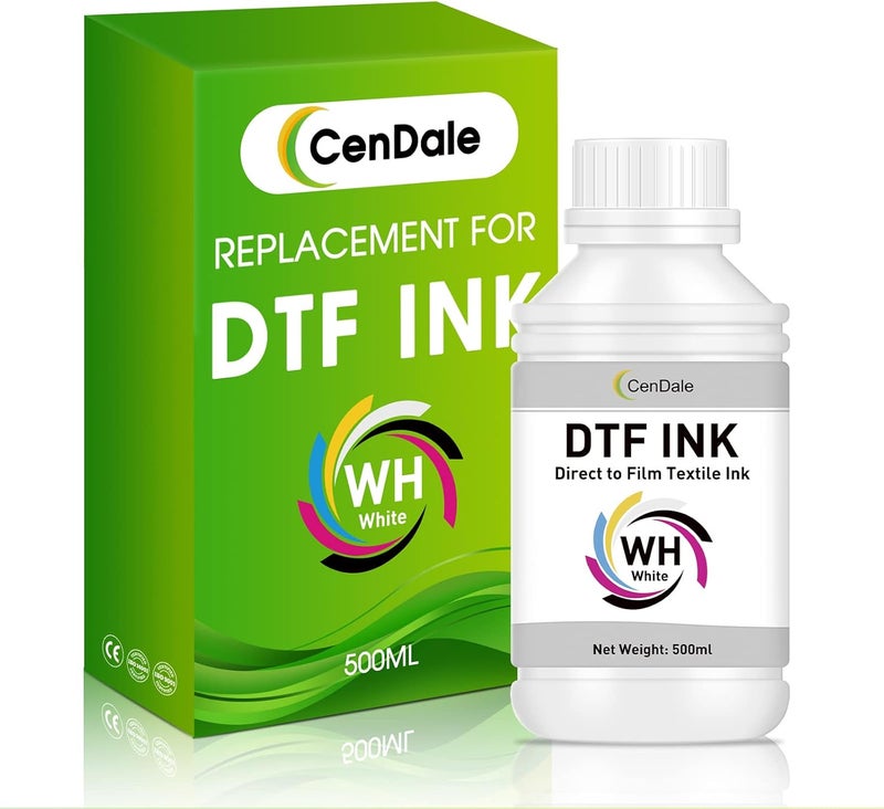 CenDale Premium DTF White Ink - DTF Transfer Ink for PET Film, Refill DTF Ink for Epson ET-8550, L1800, L800, R2400, P400, P800, XP15000, Heat Transfer Printing Direct to Film (500ml) - Image 1
