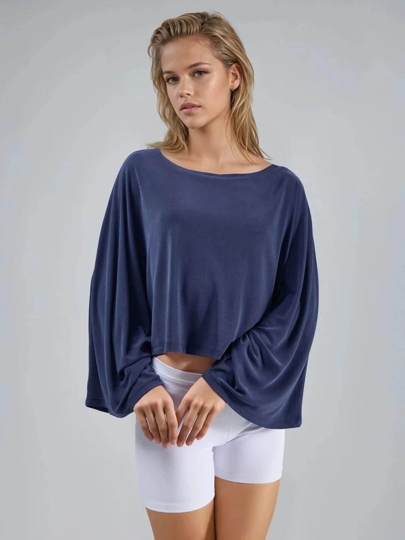 Busem BUSEM Loose Fit Boat Neck Blouse with Elastic Detail