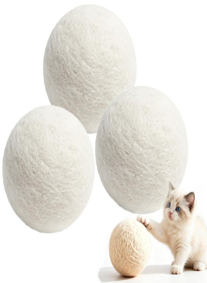 Wool Cat Balls - 3pcs Soft and Quiet Wool Felt Ball Toy for Cats,3.15 in - Image 1