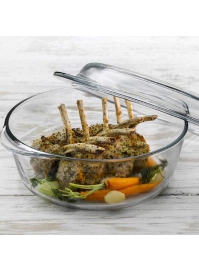 Paşabahçe Pasabahce Borcam Round Casserole 3150cc with Cover – Oven-Safe Cookware GB - Image 1